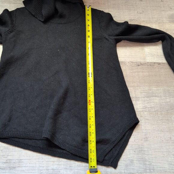 Bcbgmaxazria turtleneck cowl sweater sz xs black long sleeve 100% merino wool - Picture 4 of 5